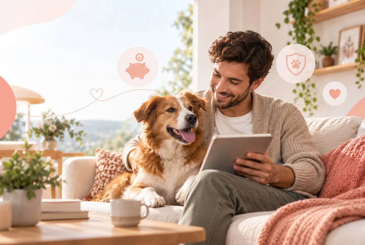 Pet owner comparing options for pet insurance programs